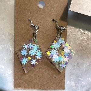 Christmas Noel triangle dangle earrings